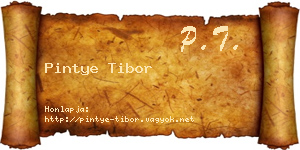 Pintye Tibor névjegykártya